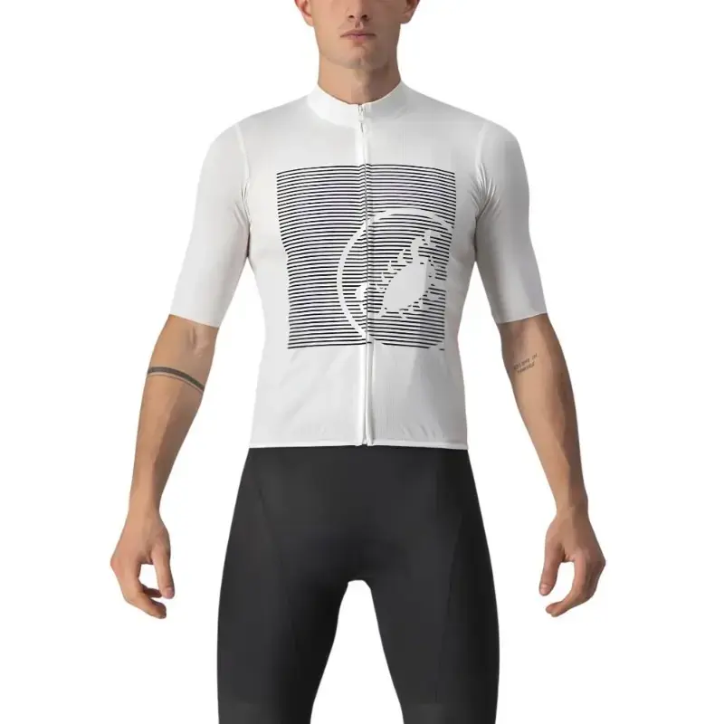 Castelli Bagarre Mens Cycling Jersey Ivory Savile Blue