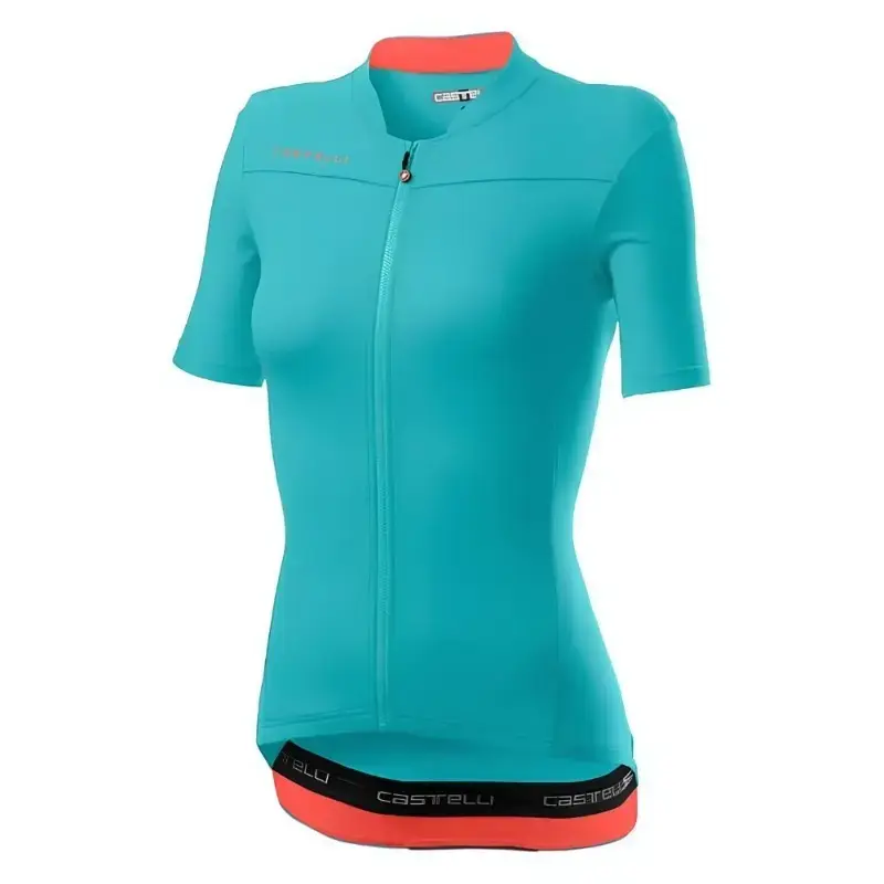 Castelli Anima 3 Mens Cycling Jersey Light Torquoise Brilliant Pink