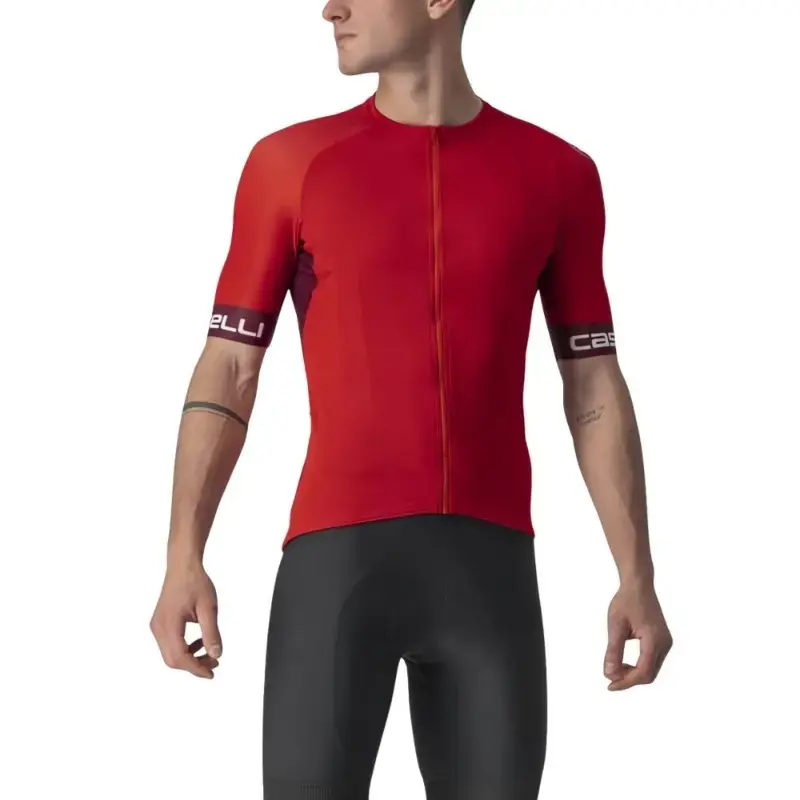 Castelli Entrata Vl Mens Cycling Jersey Red Bordeaux Ivory