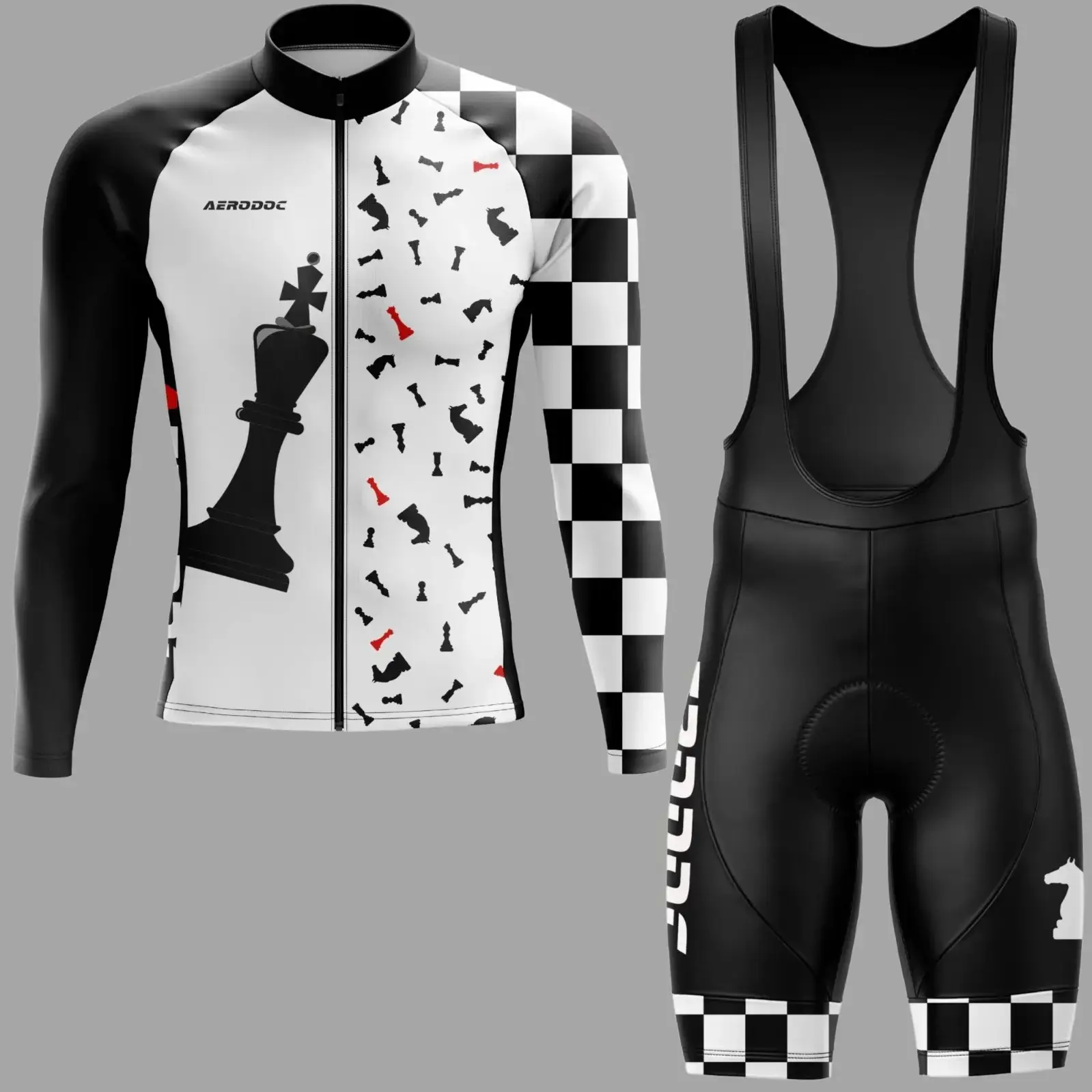 Checkmate Cycling Jersey & Bib Shorts Set – Ride Like a Chess Grandmaster! (Full sleeves Jersey with Bib Shorts)