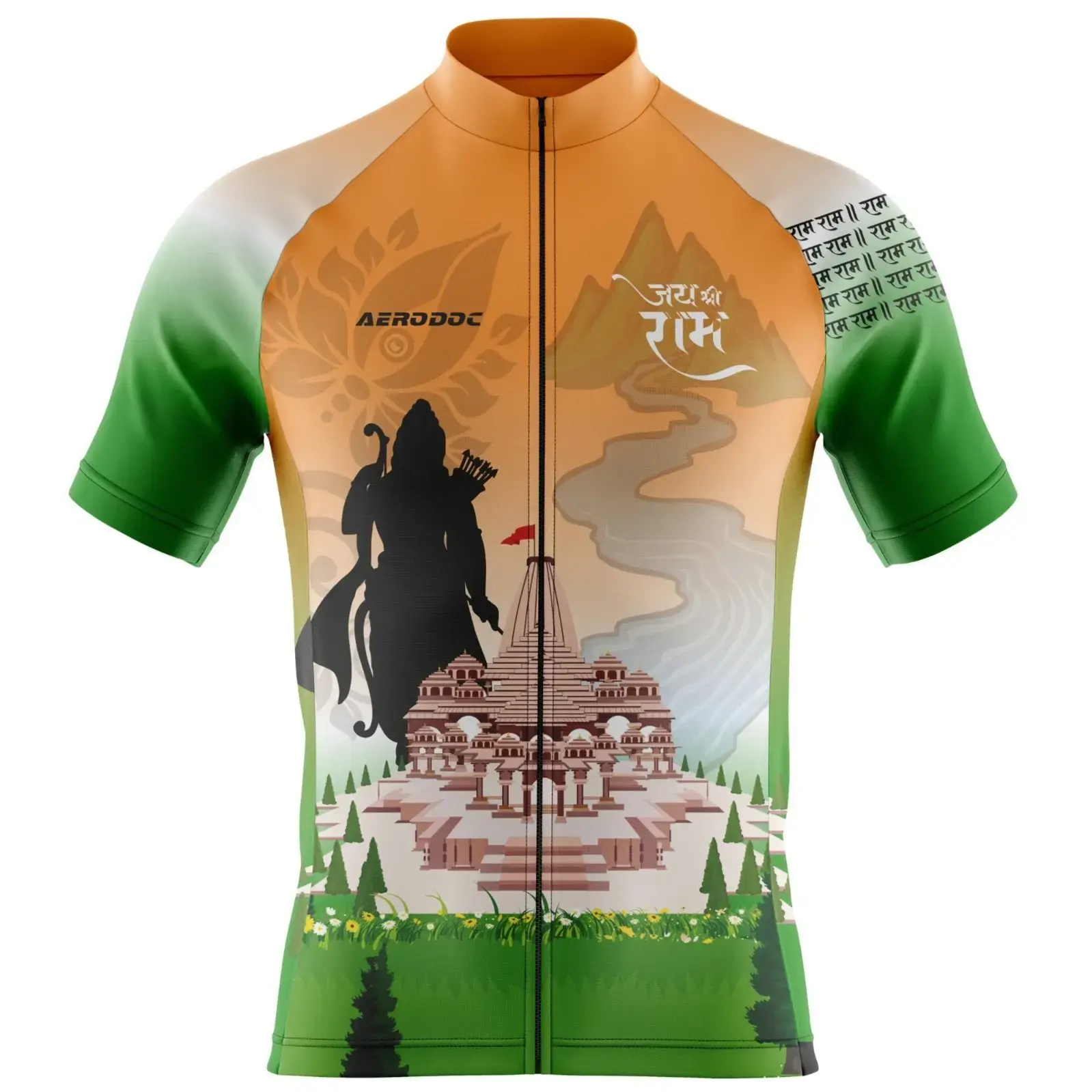 Lord Ram Inspired Cycling Kit – Tricolor Jersey & Gel Padded Bib Shorts (Half Sleeves Jersey Only)