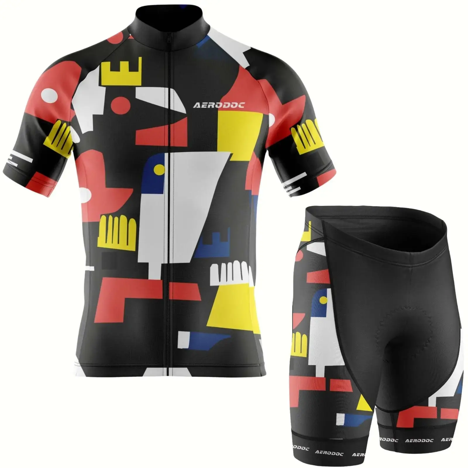 Abstract Shift Cycling Jersey (Half Sleeve + Nonbib Shorts)
