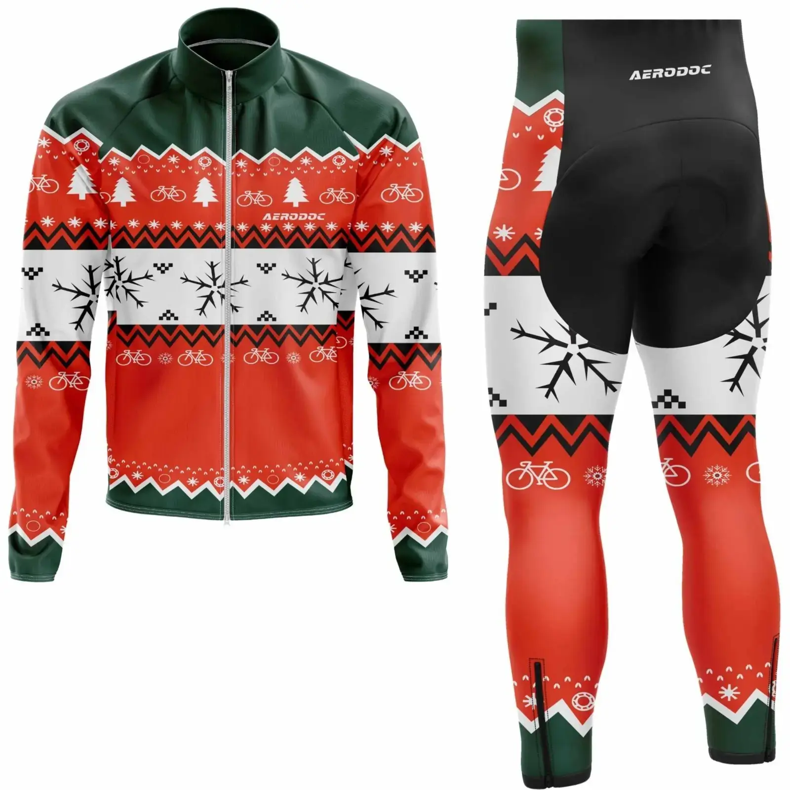 Aerodoc Arctic Glide Cold-Weather Cycling Jersey | Premium Winter Fleece Wool Bike Wear (Jacket + Non Bib Pants)