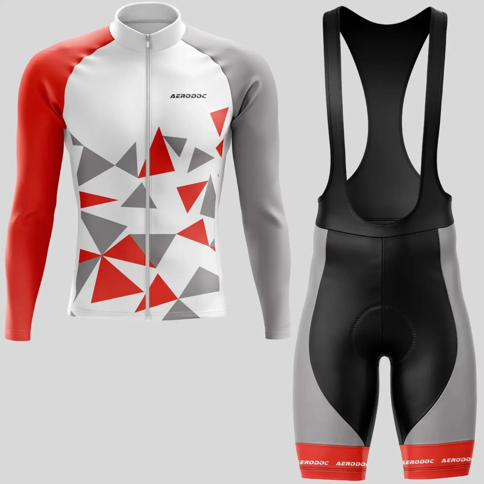 Triangular Vibe Unisex Cycling Jersey & Shorts - Half/Full Sleeves & Bib/Non-bib Shorts (Full Sleeve Jersey with Bib Sh)