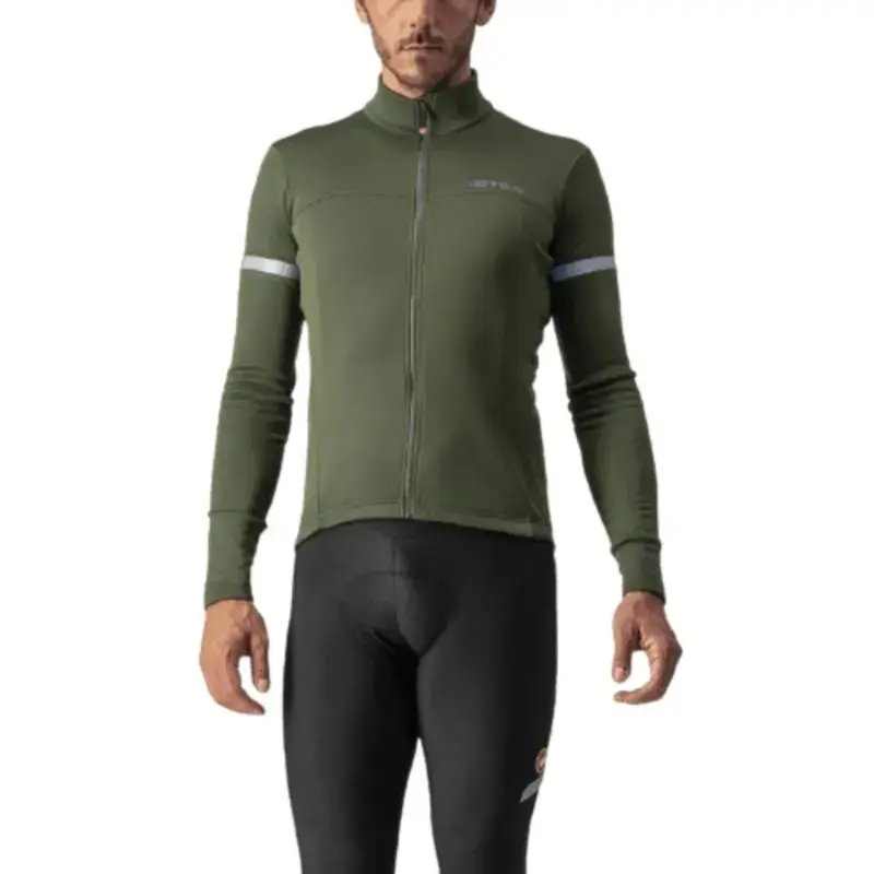 Castelli Fondo 2 Mens Cycling Jersey Military Green Silver Reflex