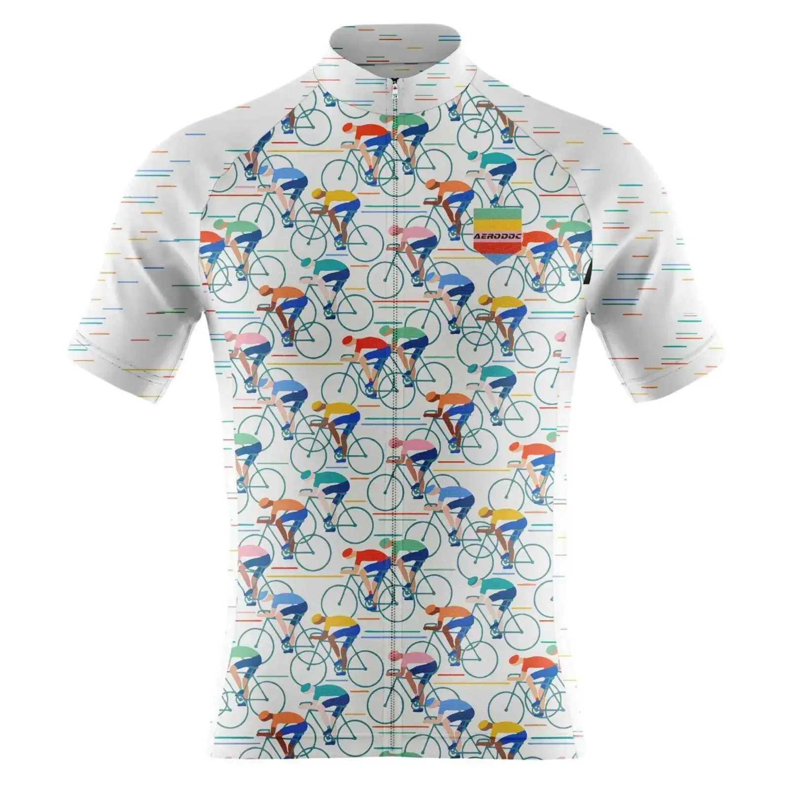 Retro Bicycle Design Mens Cycling Half Sleeve Jersey