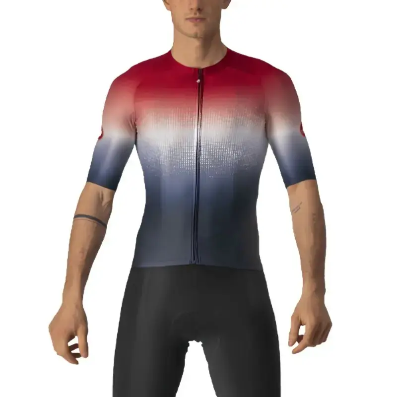Castelli Aero Race 6 Mens Cycling Jersey Savile Blue Pro Red