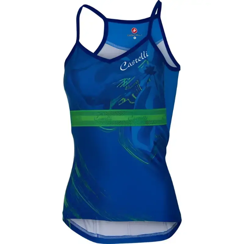 Castelli Spaghettino Womens Top Matte Blue Kelly Green