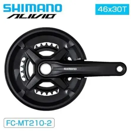 Shimano FC-MT210-2 Crankset – 170mm, 9-Speed 46/30t, 48.8mm Chainline, Riveted Black