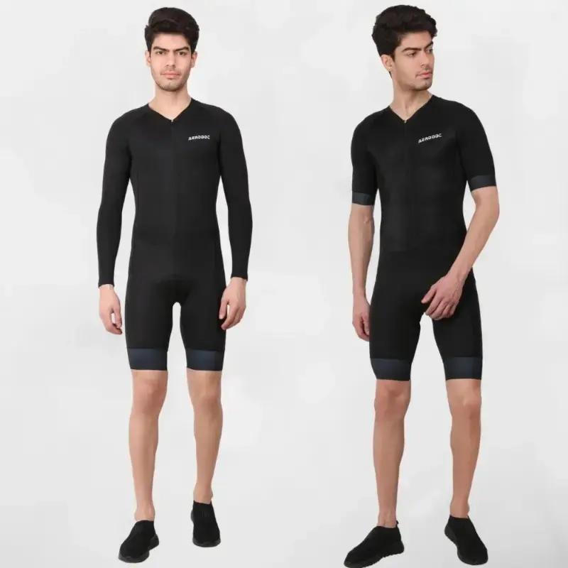 Aerodoc Black Men Triathlon Tri Suit Gel Padded Compression Running Swimming Cycling Skinsuit