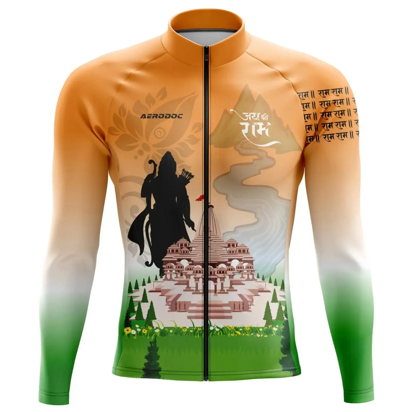 Lord Ram Inspired Cycling Kit – Tricolor Jersey & Gel Padded Bib Shorts (Full Sleeves Jersey Only)