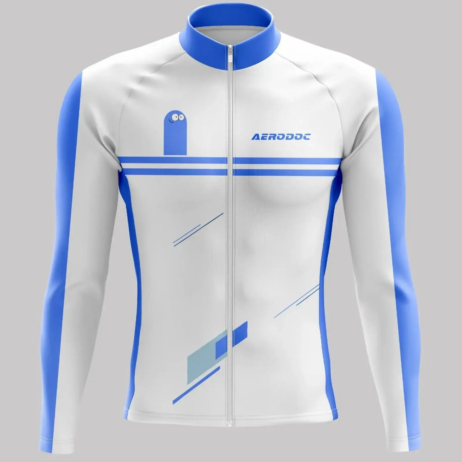 Smiley Blue White Cycling Jersey (Full Sleeve Jersey)