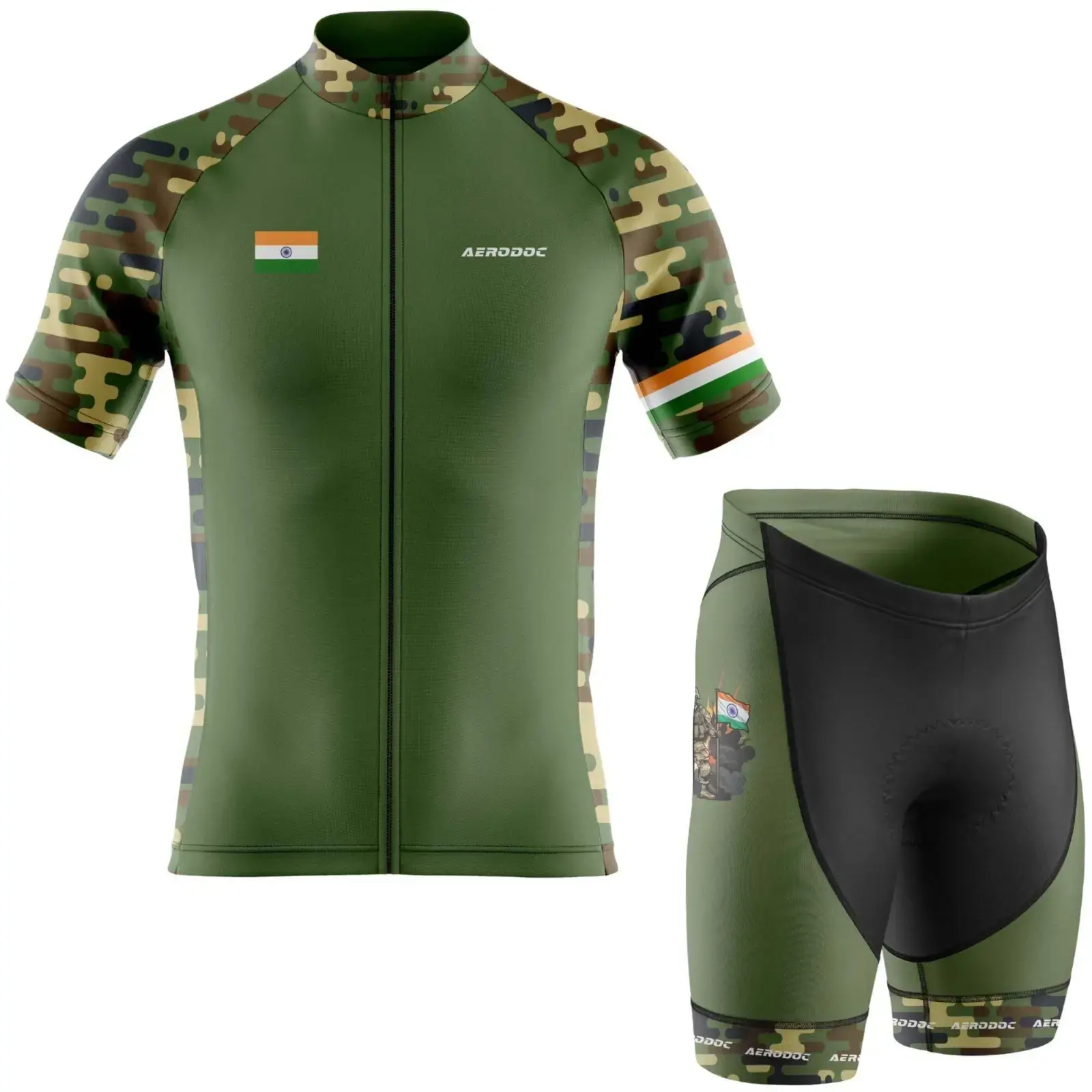 Indian Army Camouflage Cycling Jersey (Half Sleeve with Nonbib Shorts)