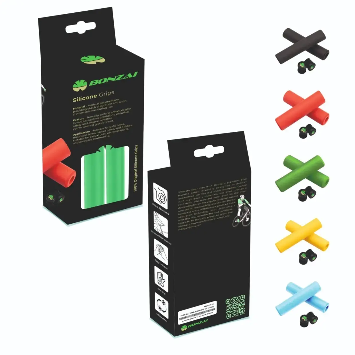 Bonzai Silicone Foam Grips for MTB and Flat bar Gravel and Hybrid bikes