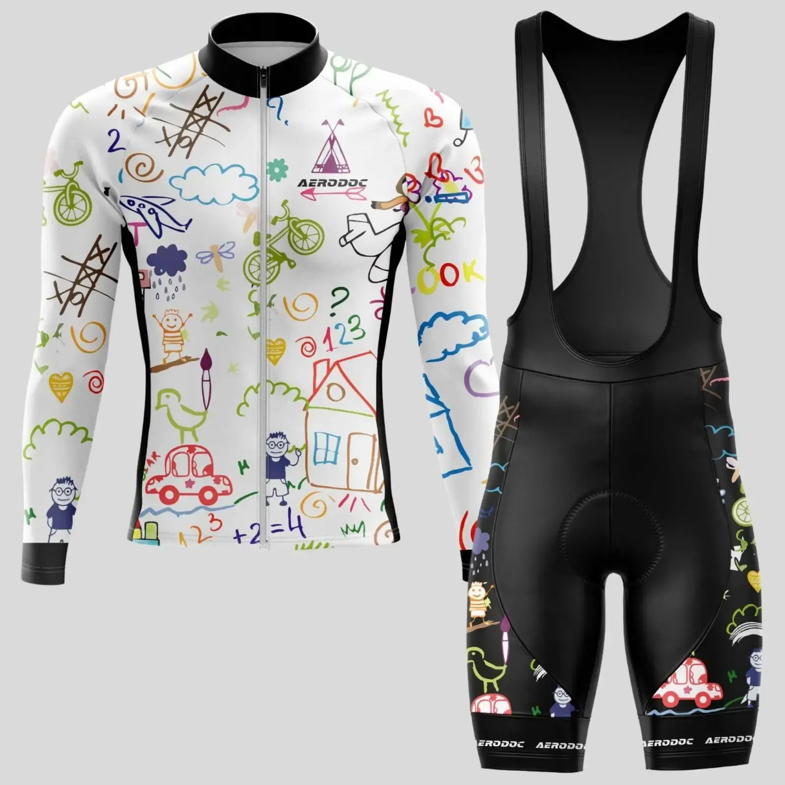 Doodle Explorer Cycling Jersey (Full Sleeve + Bib Shorts)