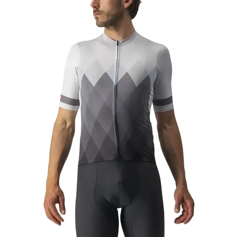 Castelli A Tutta Mens Cycling Jersey Silver Gray Dark Gray