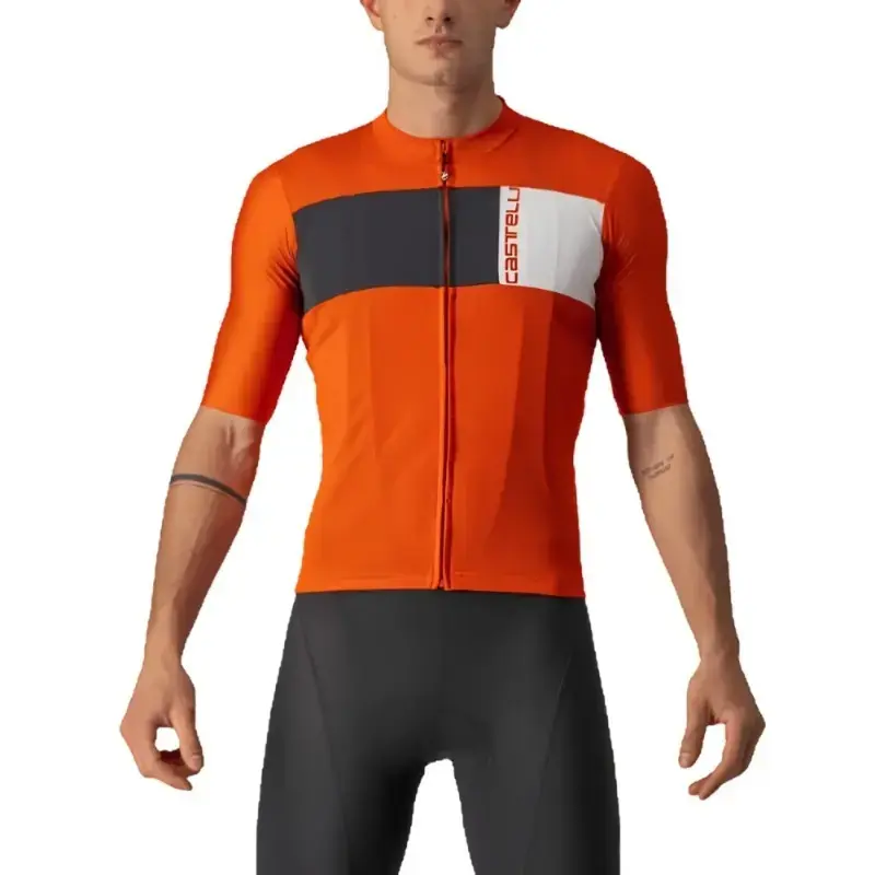 Castelli Prologo 7 Mens Cycling Jersey Fiery Red Light Black Ivory