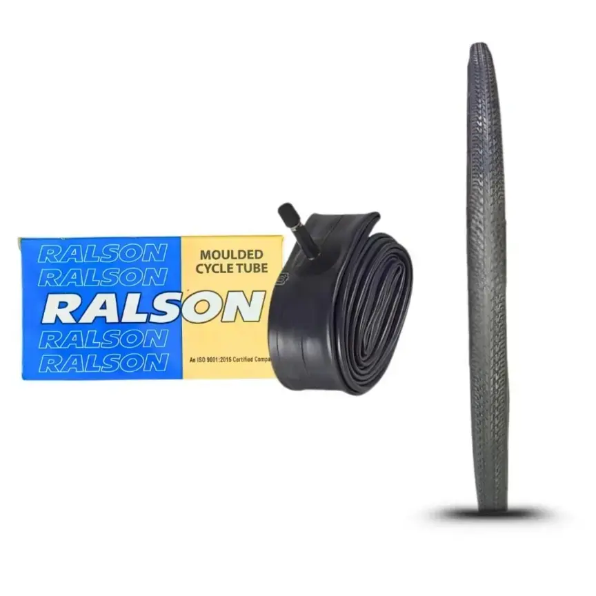 Ralson 700x35 Road & Hybrid Bicycle Tyre with 700x35 Moulded Schrader Valve Butyl Inner Tube Combo&