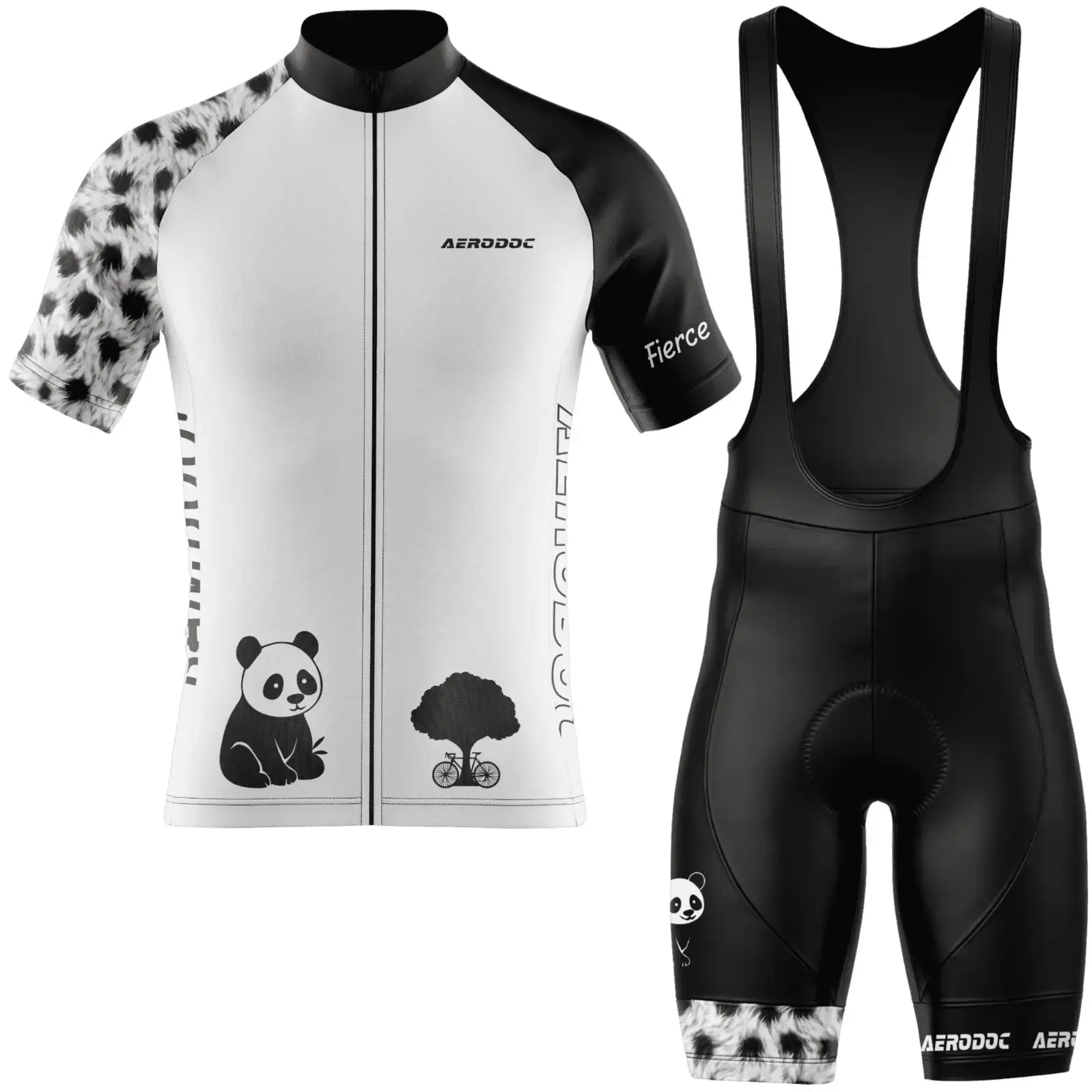 Fierce Zen Panda Cycling Kit – Racefit Jersey & Bib Shorts Set (Half Sleeves Jersey with Bib Shorts)