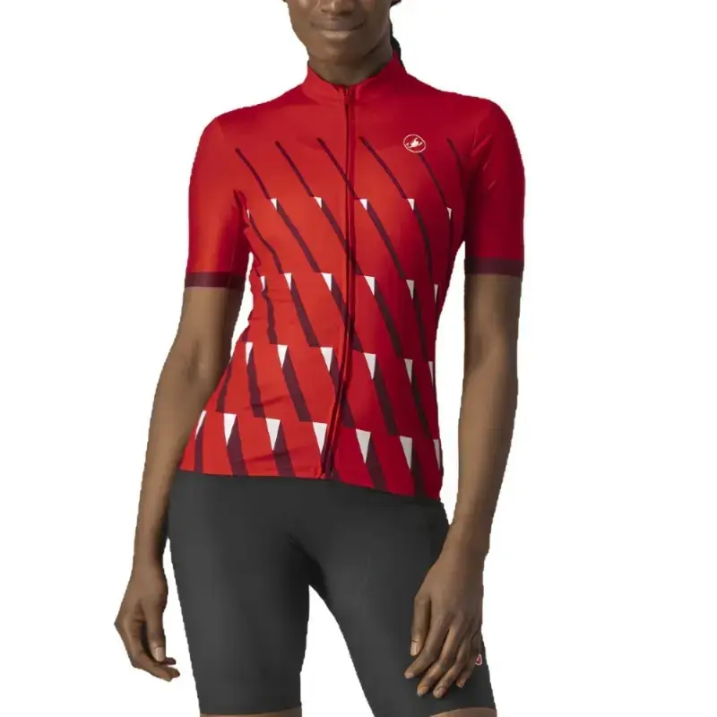 Castelli Pendio Womens Cycling Jersey Red Bordeaux White
