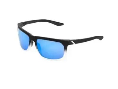 100% HAKAN - Soft Tact Black / White Fade - HiPER Blue Multilayer Mirror Lens