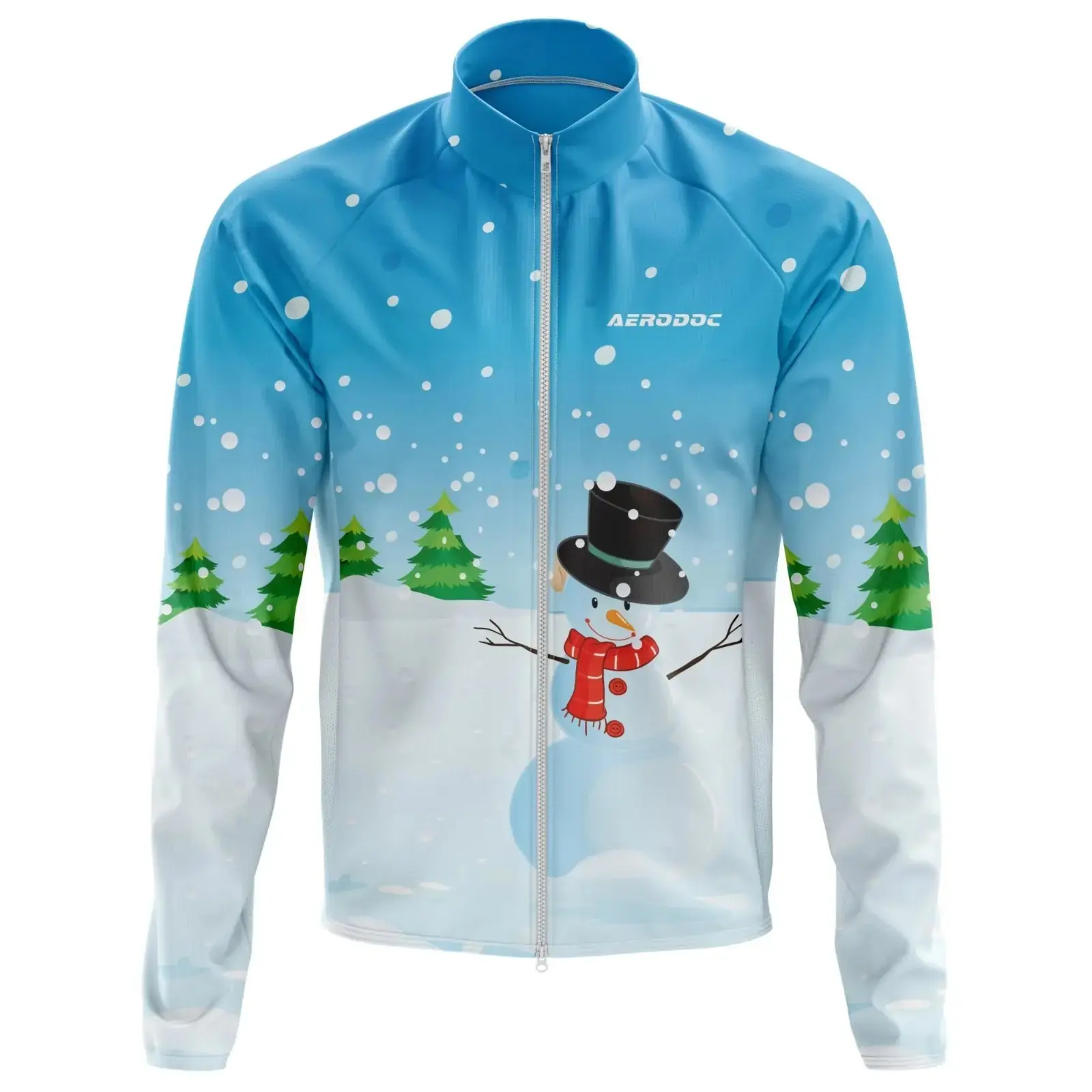 Aerodoc Cold-Weather Cycling Jacket – Snowman Print | Premium Winter Fleece Wool Bike Wear (Jacket Only)