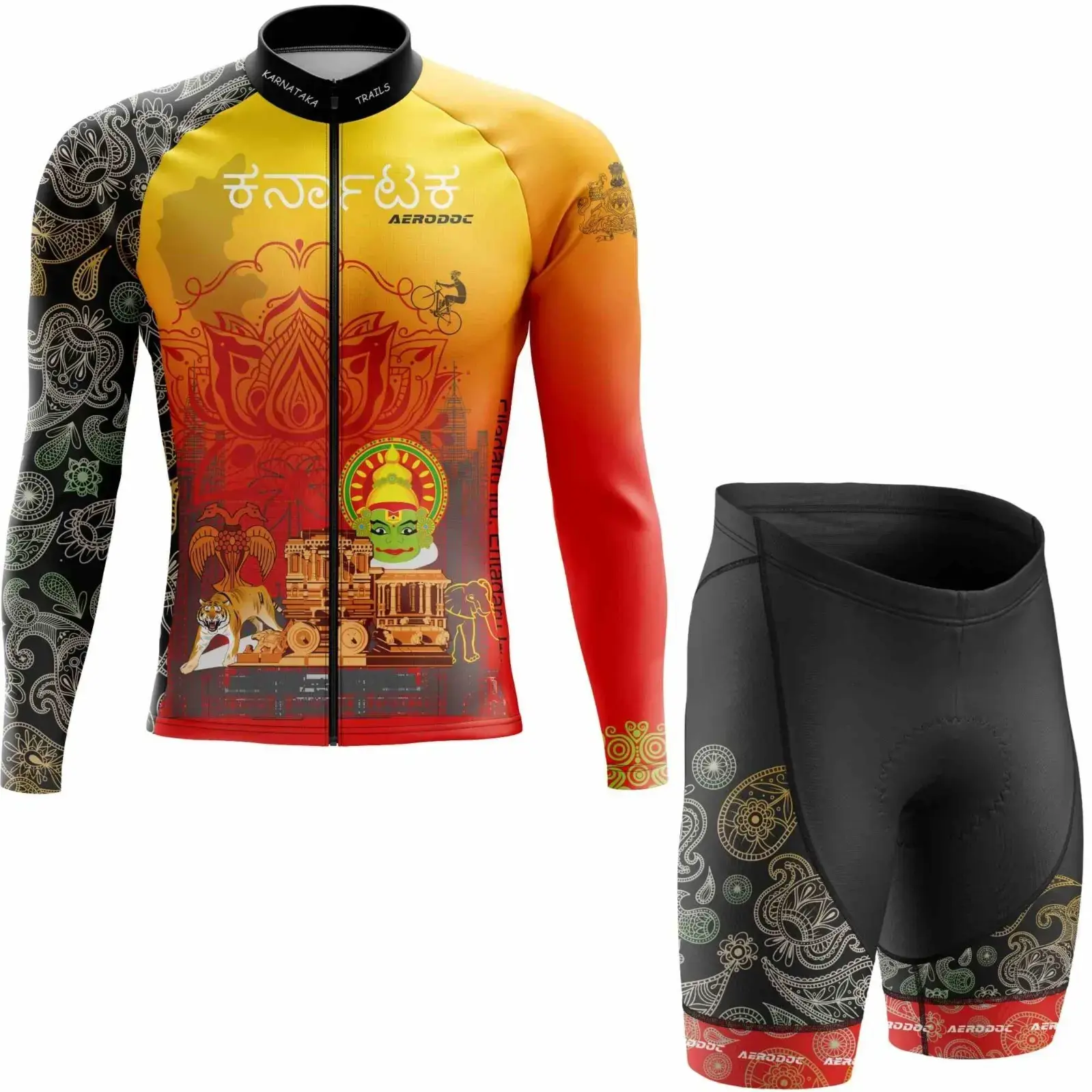 Karnataka Cycling Jersey and Bib Shorts (Full Sleeve with Non Bib Shorts)