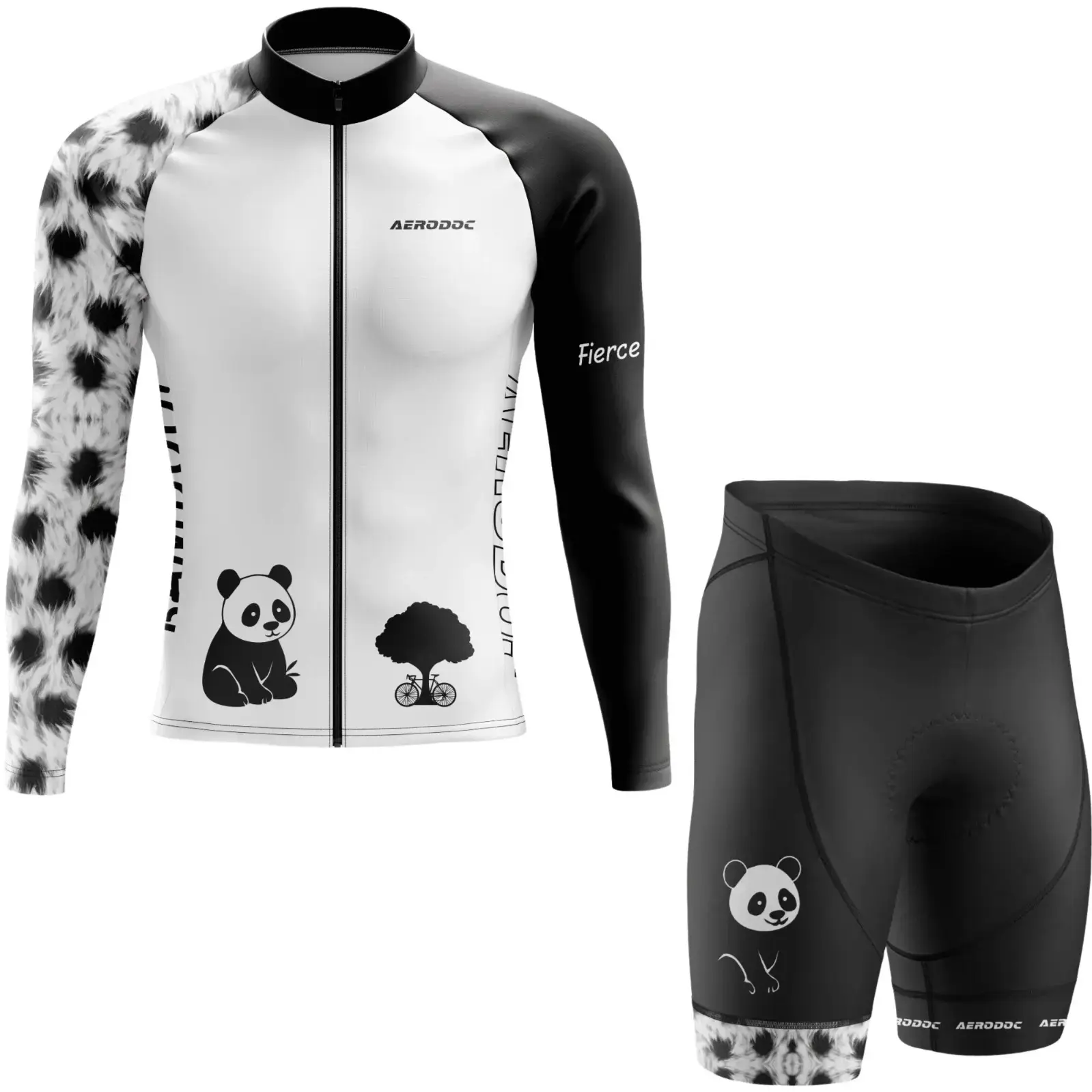 Fierce Zen Panda Cycling Kit – Racefit Jersey & Bib Shorts Set (Full Sleeves Jersey with Shorts)