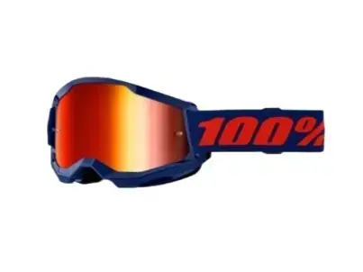 100% STRATA 2 Goggle Navy - Mirror Red Lens