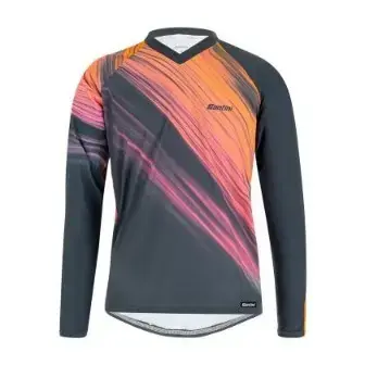 Santini MTB Sasso Thermal Long Sleeve Jersey-Red