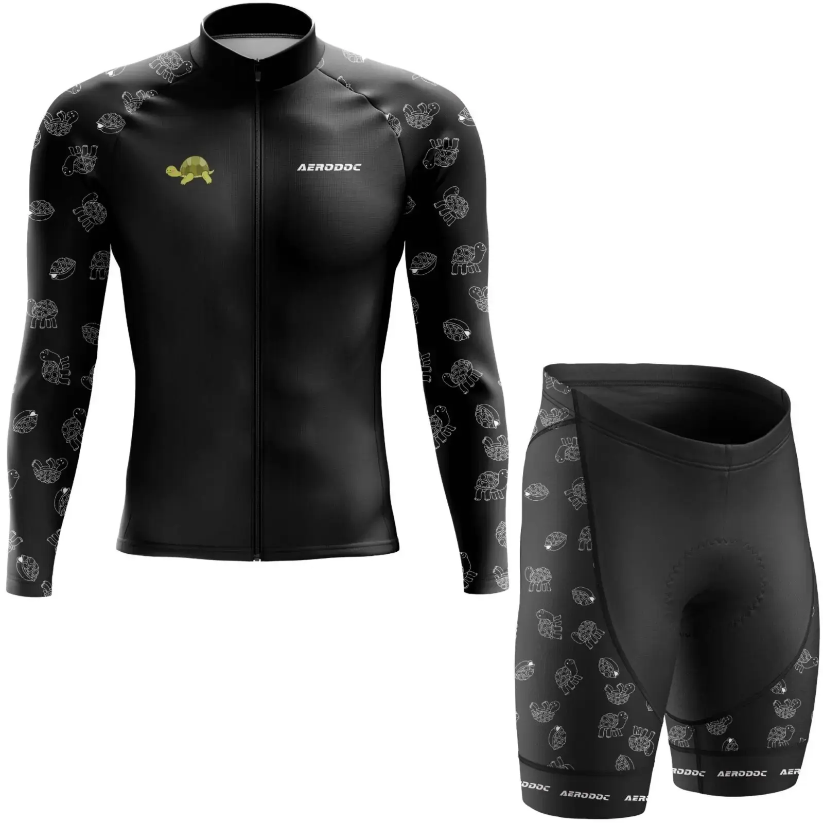 TurtleFlow Unisex Cycling Jersey & Shorts - Half/Full Sleeves & Bib/Non-bib Shorts (Full Sleeves Jersey with Non-Bib Sh)