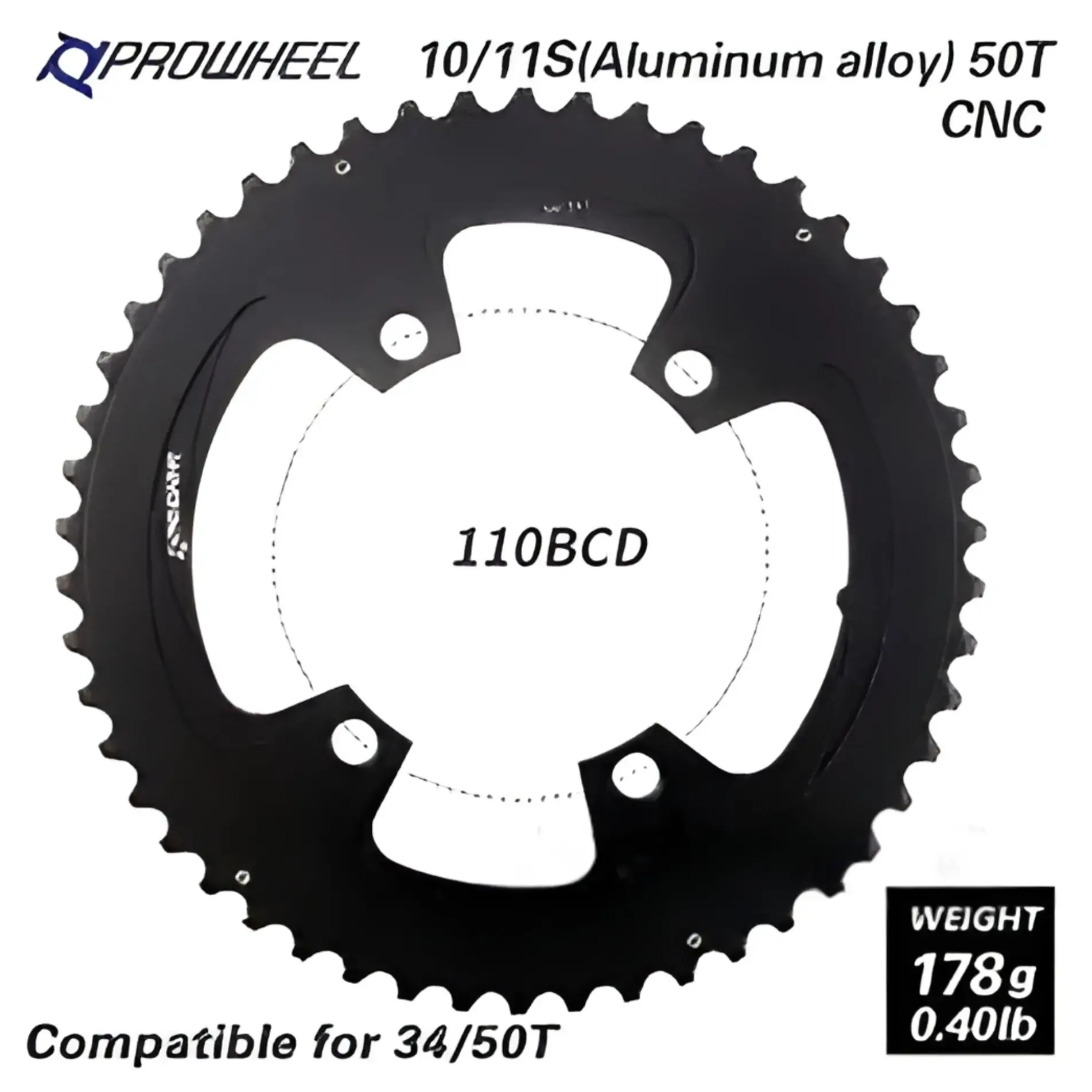 Prowheel Road Bike Chainrings, 4hole, 110bcd