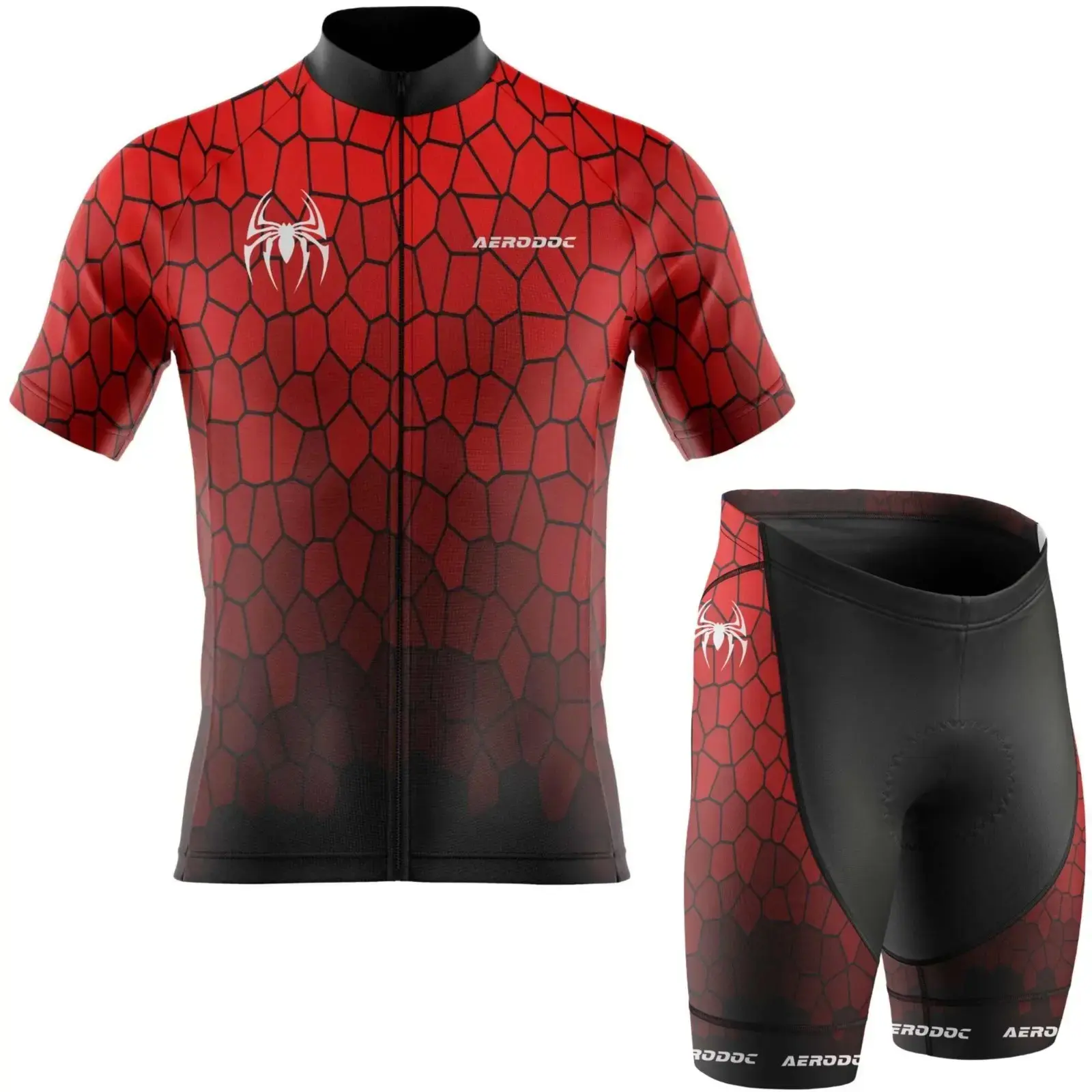 Spiderweb Red Unisex Cycling Jersey and Shorts (Half Sleeve + Nonbib Shorts)