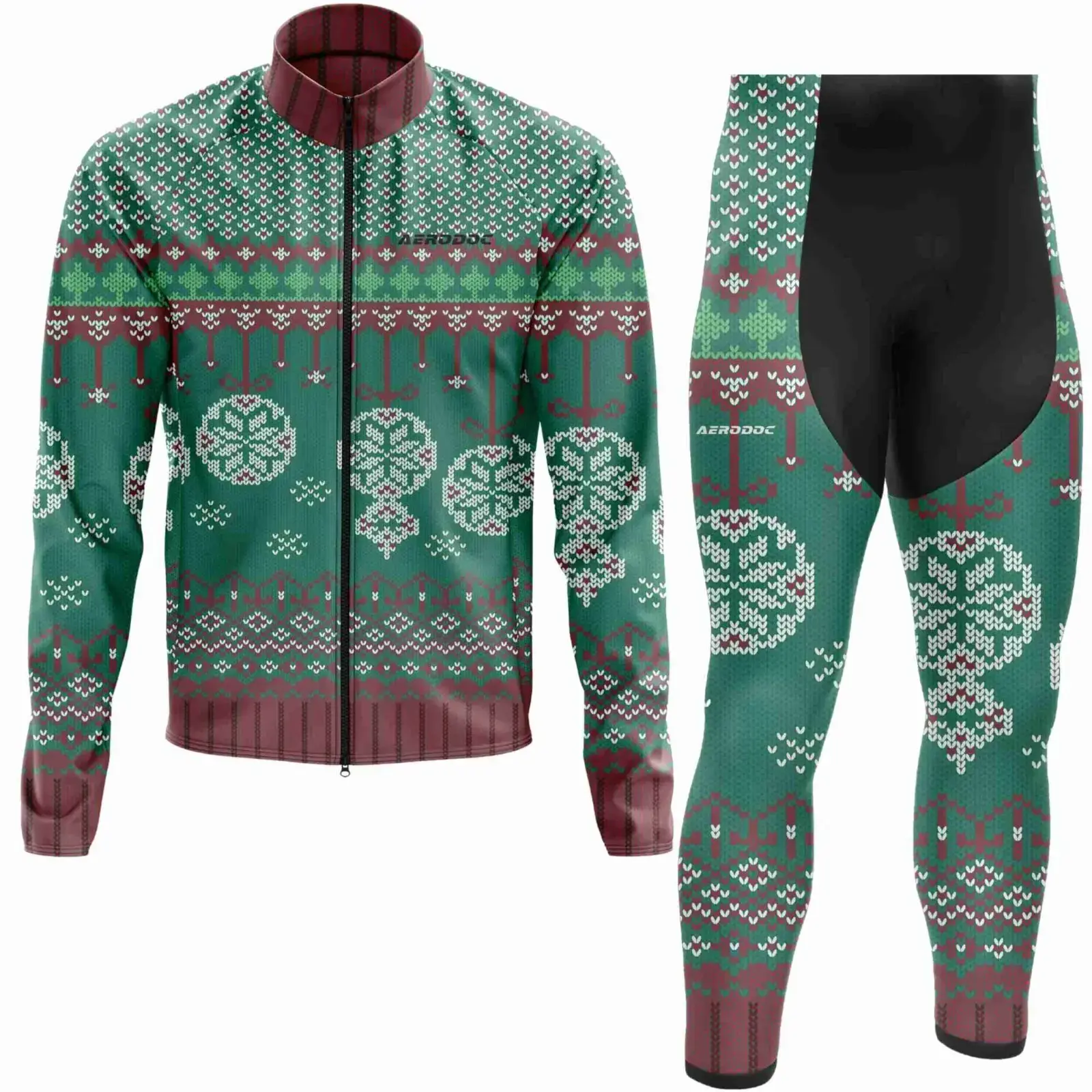 Aerodoc SnowRider Cold-Weather Cycling Jersey | Premium Winter Fleece Wool Bike Wear (Jacket + Non Bib Pants)