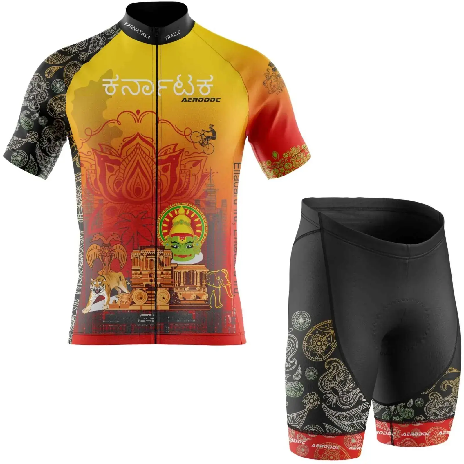 Karnataka Cycling Jersey and Bib Shorts (Half Sleeve with Non Bib Shorts)