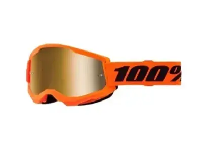 100% STRATA 2 Goggle Neon Orange - Mirror True Gold Lens