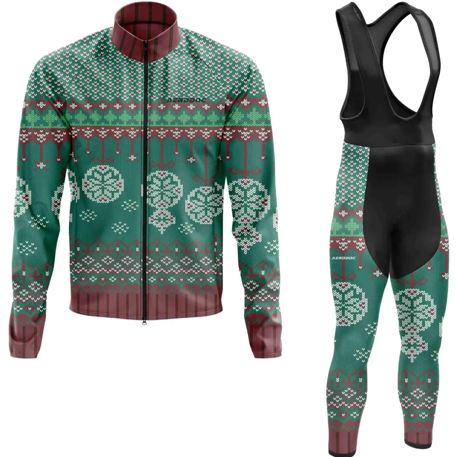 Aerodoc SnowRider Cold-Weather Cycling Jersey | Premium Winter Fleece Wool Bike Wear (Jacket + Bib Pants)