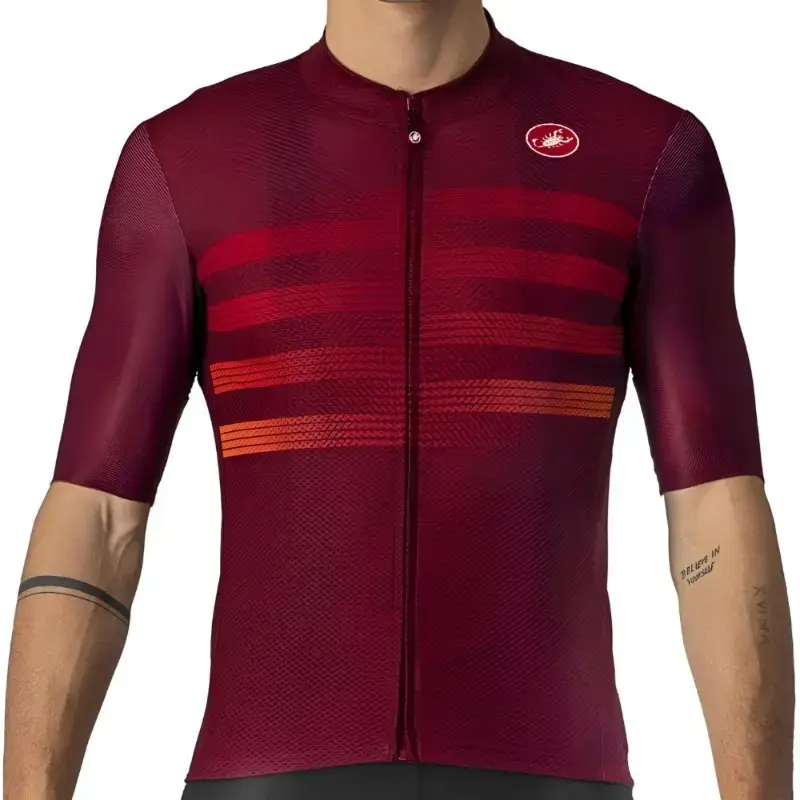 Castelli Endurance Pro Mens Cycling Jersey Bordeaux Red Orange