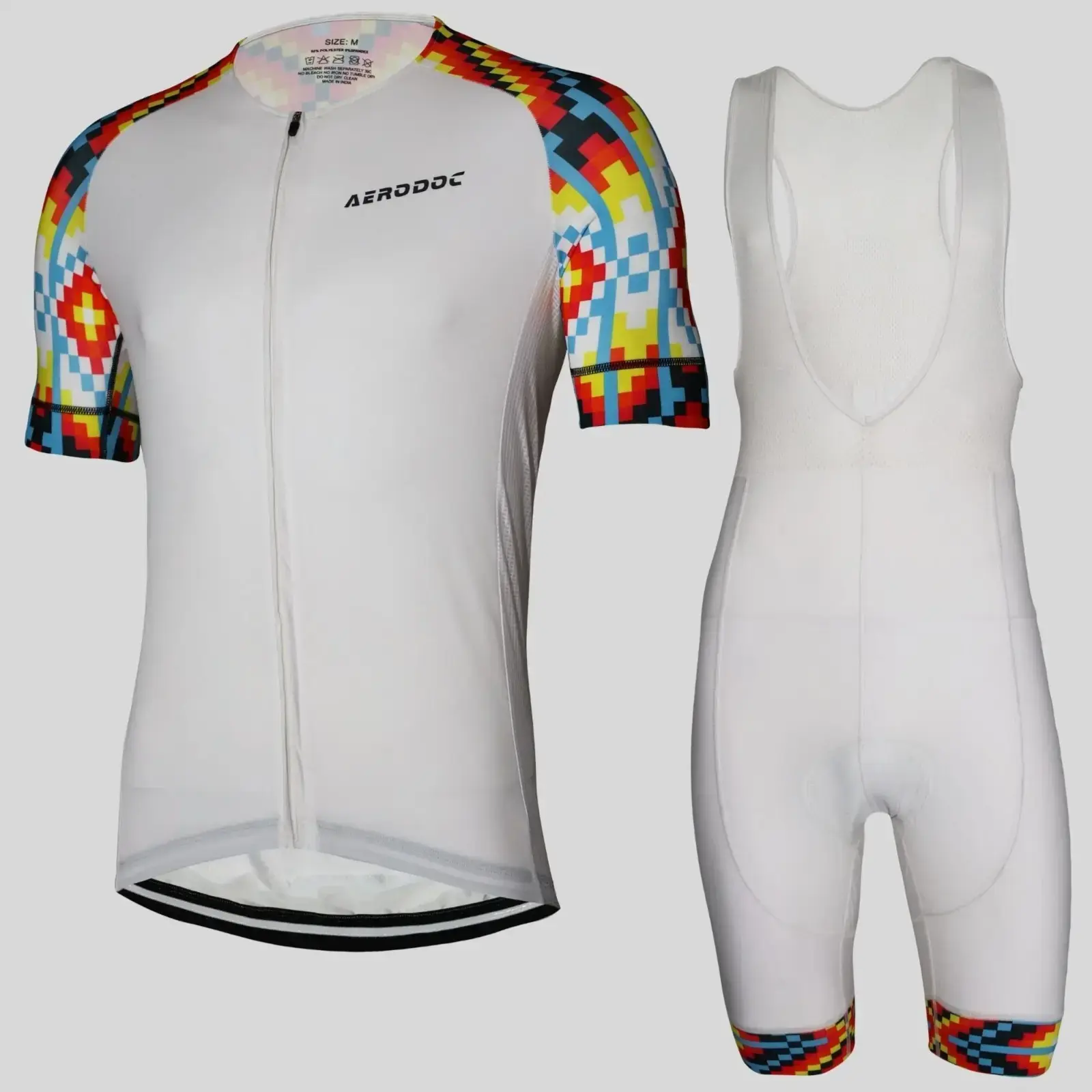Prism Men’s Quick-Dry Cycling Jersey & Lightweight Power Band Bib Shorts (Jersey with Bib Shorts)