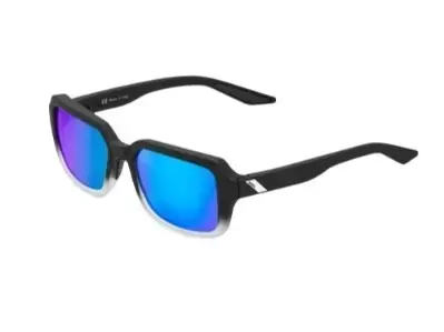 100% RIDELEY - Soft Tact Black / White Fade - Blue Multilayer Mirror Lens