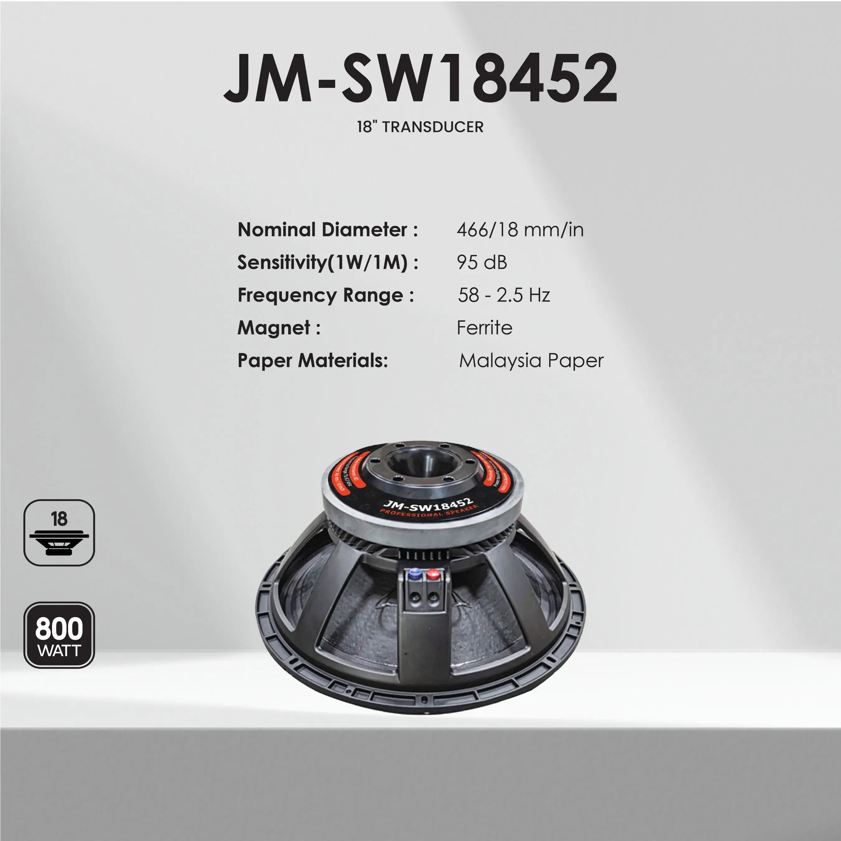 Buy Clarion JM SW18452 18-Inch 800W Professional Speaker