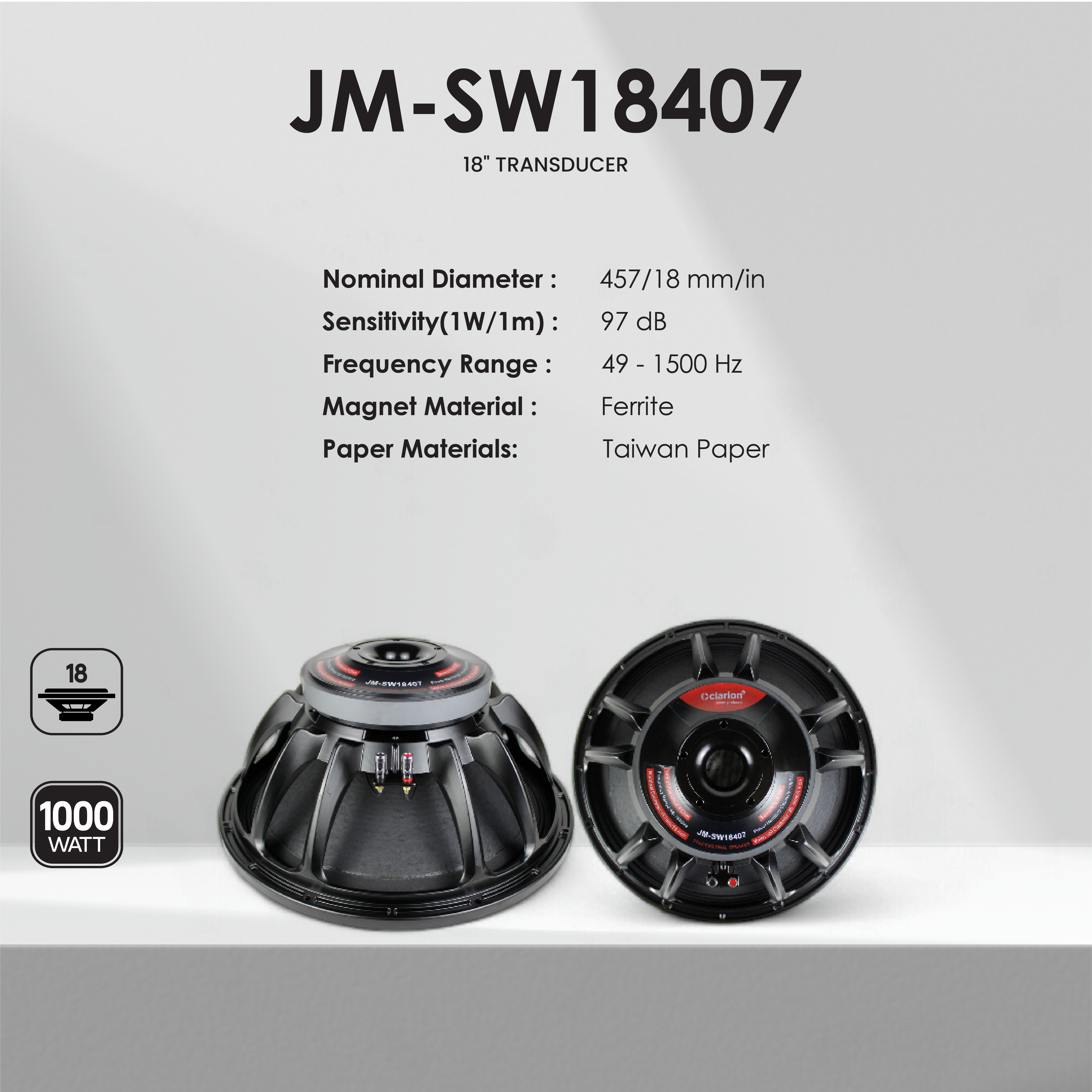 Buy JM-SW18407 18” 1000watt speaker online at best price