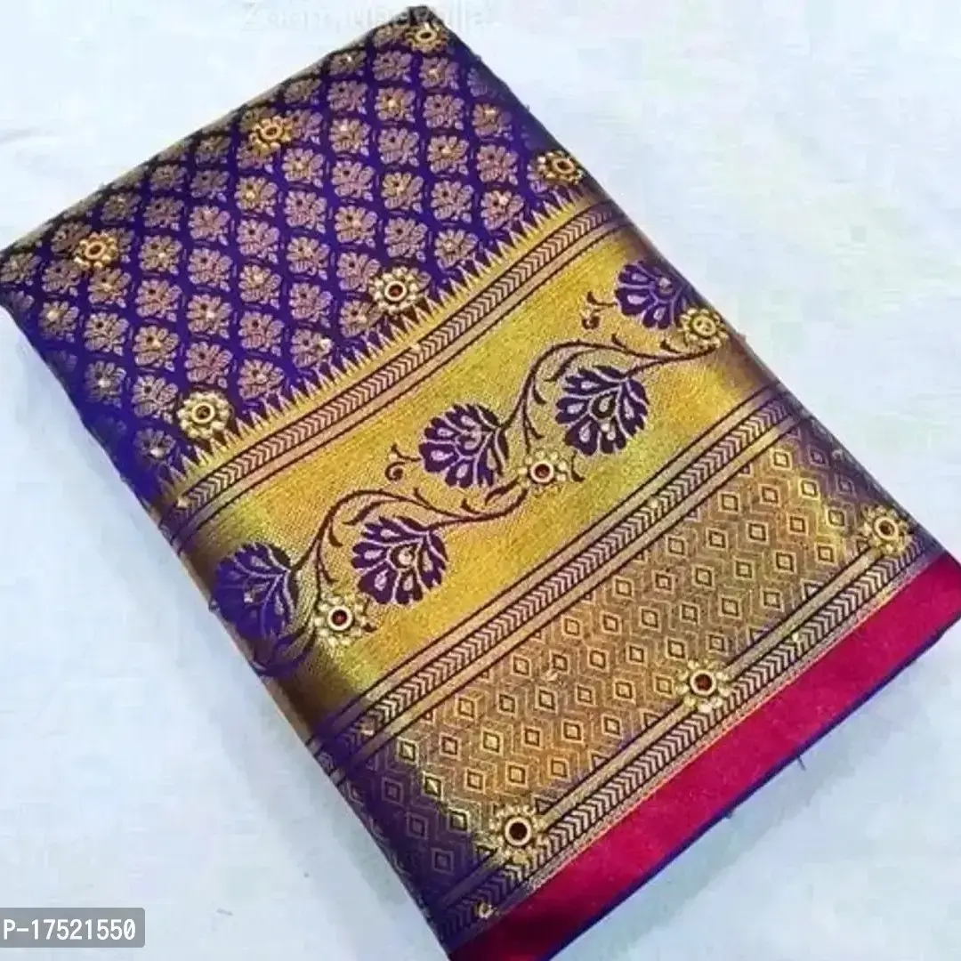 kanjeevaram silk saree with stone work Burgundy - 1