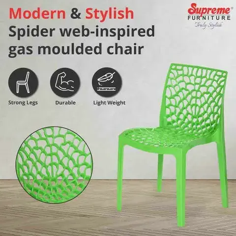 Buy Supreme's Web Designer Plastic Chairs Green (Pack Of 4) online
