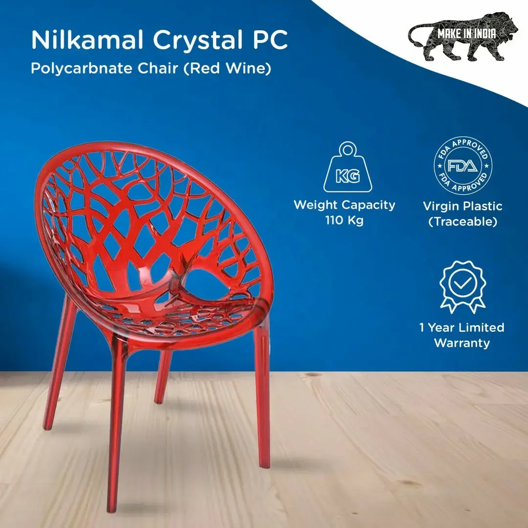 Buy Nilkamal Crystal Polycarbonate Armless Chair Red Wine(Pack Of