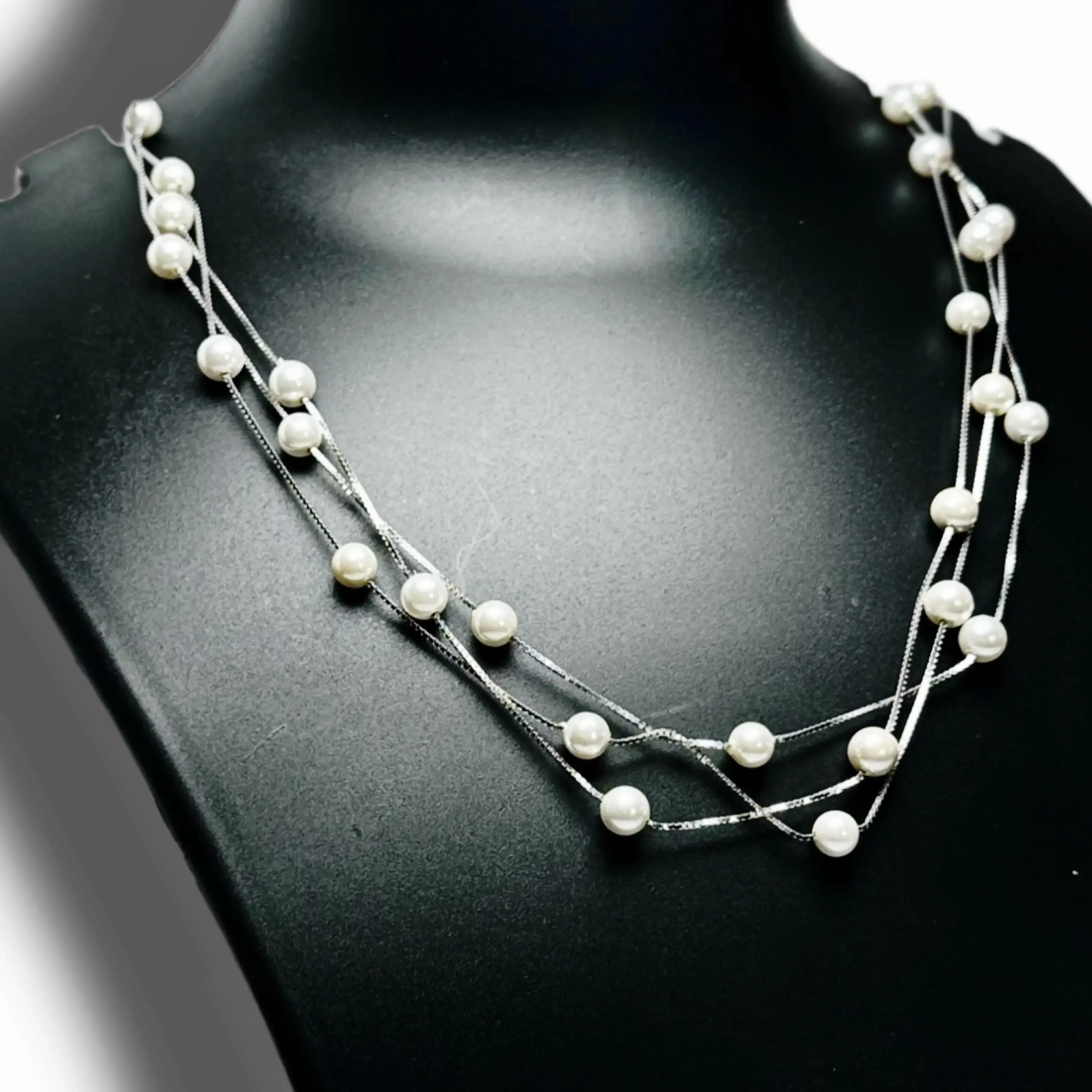 Pearl Mix Malti Chain Necklace （Silver） Pearl Mix Malti Chain Necklace （Silver） Pearl Mix Malti