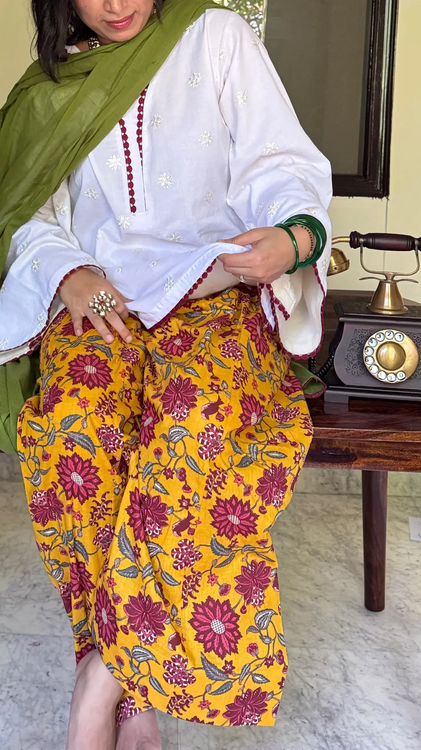 Bright marigold janmashtmi suits with embroidery, traditional suits for Janmashtami in festive yellow tones