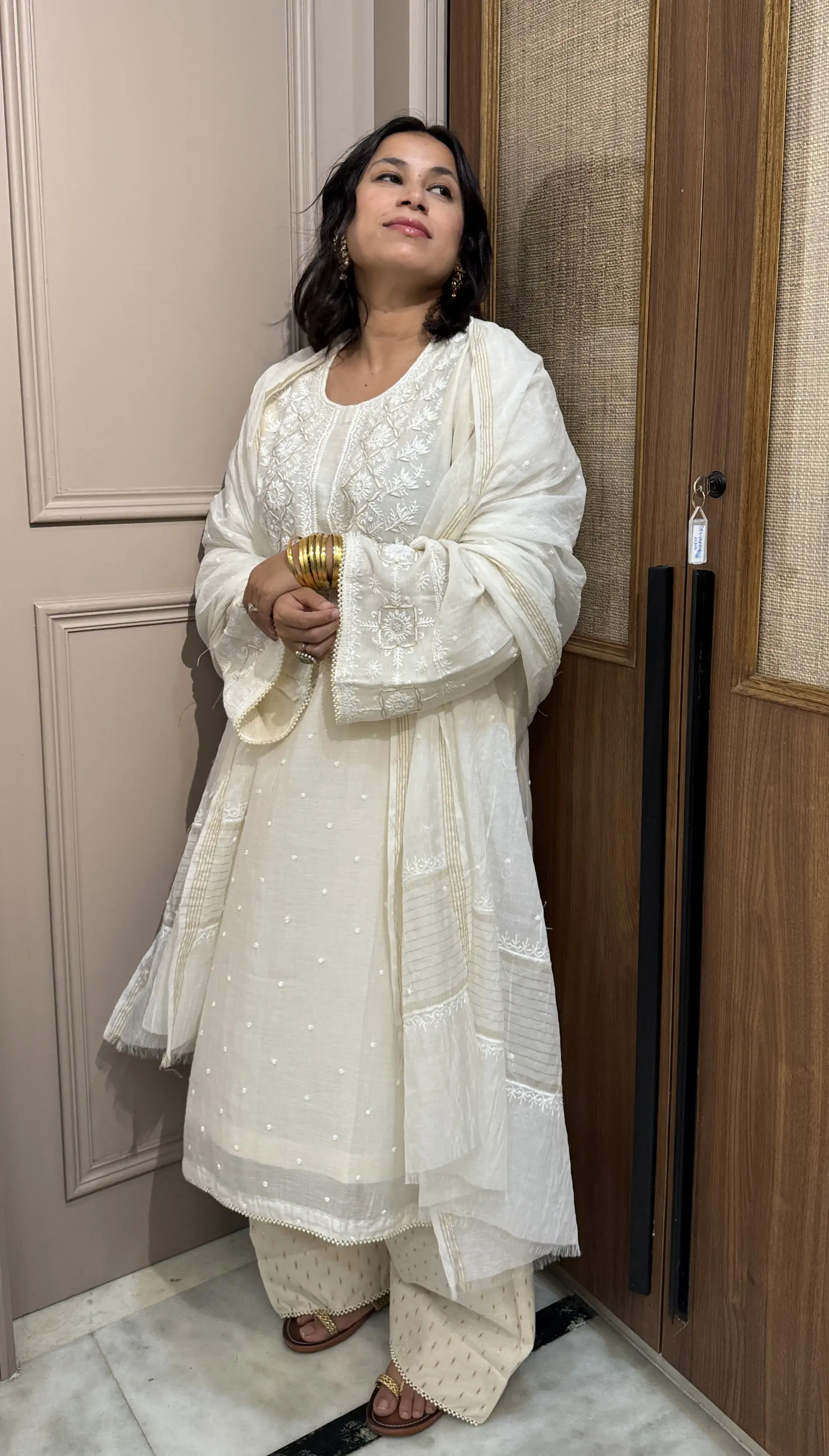 Amreen Hand Embroidered Farshi Set for women from Pyoor with delicate chikankari and hand embroidery, ideal for elegant wedding and festive looks.