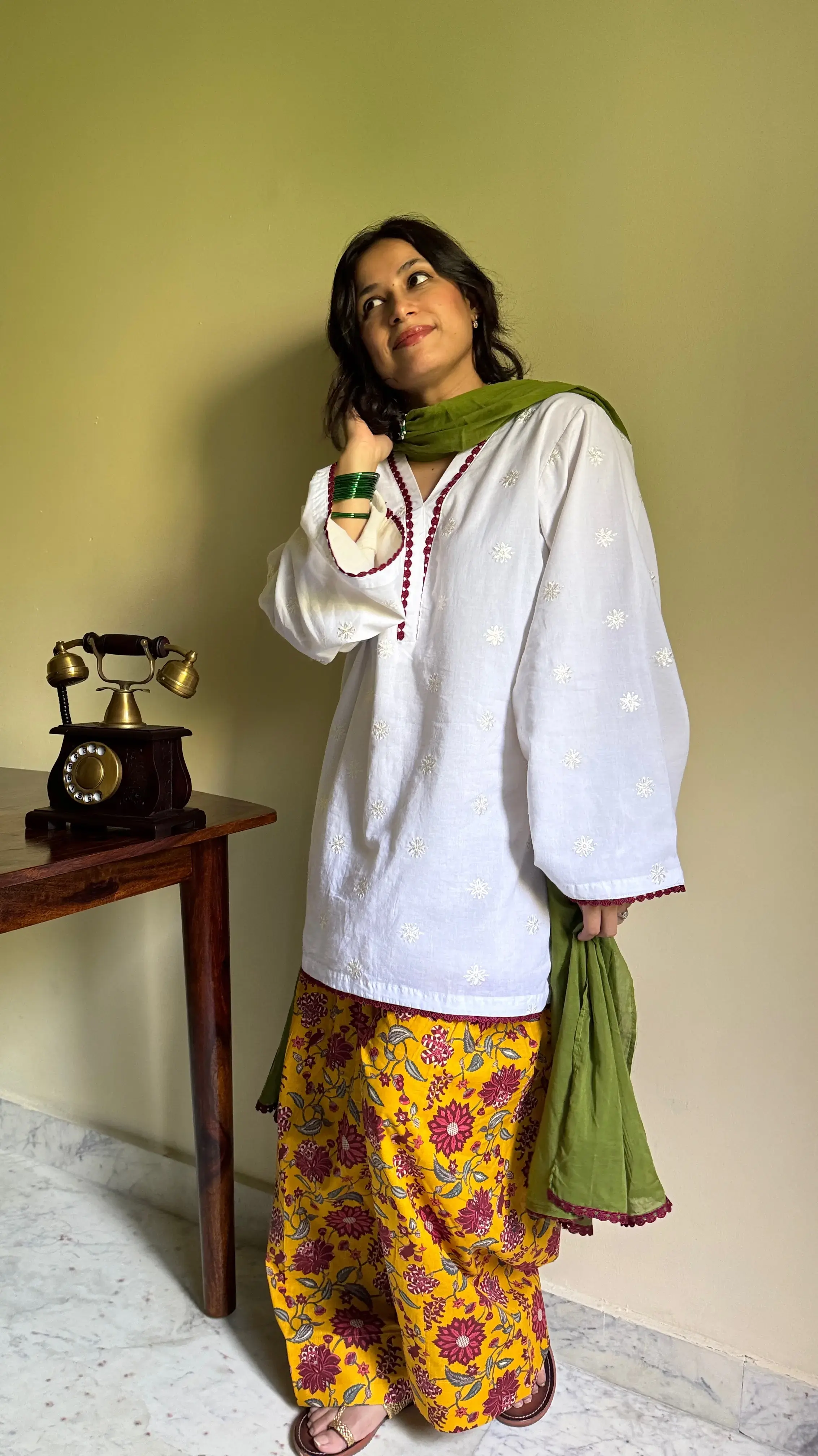 Marigold Farshi Salwar Suit Set from Pyoor, vibrant festive indian wedding suits for women