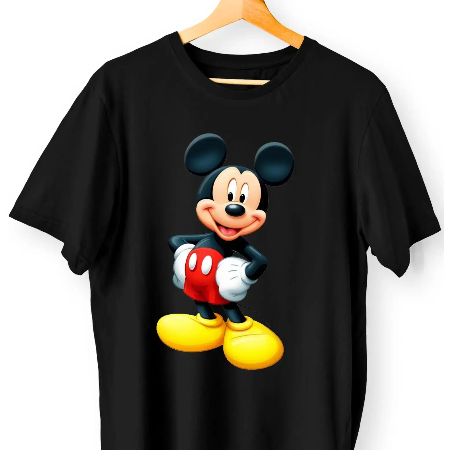Buy Black Cotton Mickey Mouse Printed T-Shirt online at best price